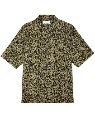 Saint Laurent Leopard-print Jersey Shirt - Green
