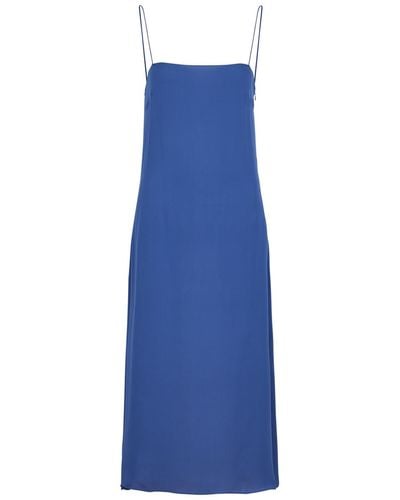 Khaite Sicily Silk Midi Slip Dress - Blue