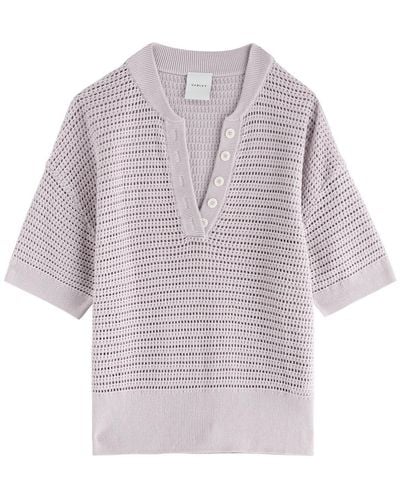 Varley Callie Open-Knit Cotton Top - Purple