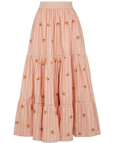Lug Von Siga Ornella Embroidered Cotton Skirt - Pink