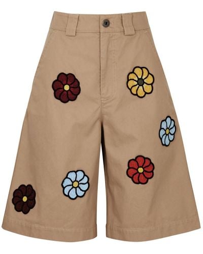 Moncler 1 Jw Anderson Floral Cotton Shorts - Natural