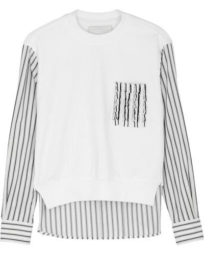 3.1 Phillip Lim Striped Paneled Cotton Sweatshirt - White