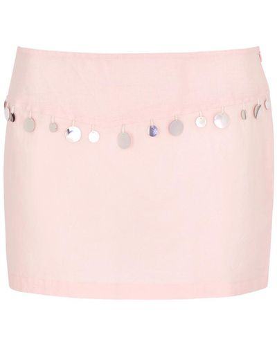 GIMAGUAS Mako Embellished Cotton Mini Skirt - Pink