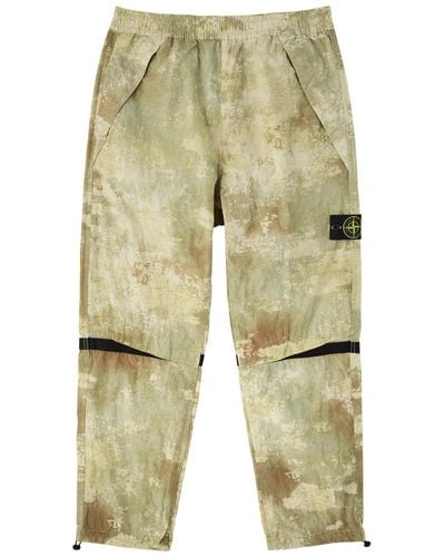 Stone Island Camouflage-Print Shell Trousers - Natural