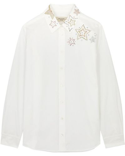 Weekend by Maxmara Donnola Crystal-embellished Cotton Poplin Shirt - White