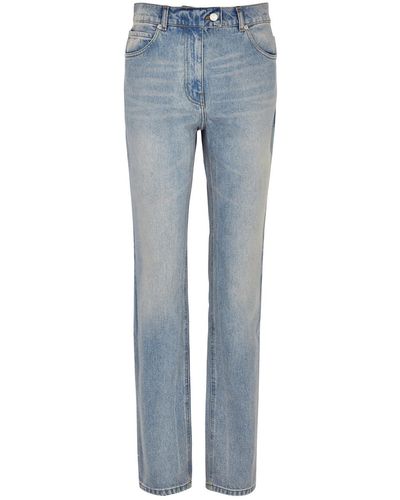 Courreges Strap-embellished Slim-leg Jeans - Blue