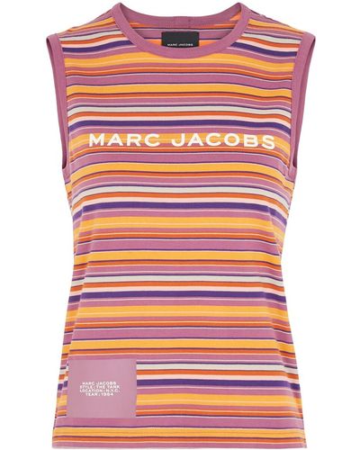 Marc Jacobs The Tank Striped Logo Cotton Top - Pink