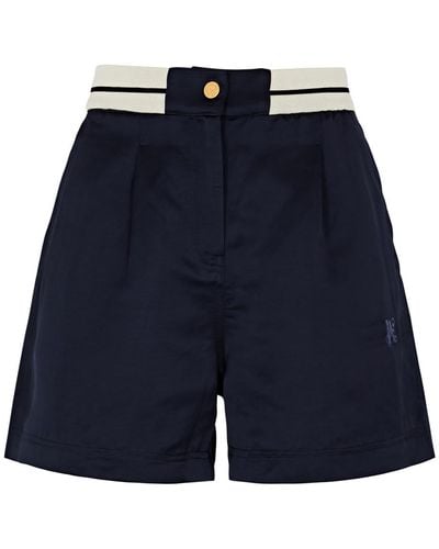 Palm Angels Logo-embroidered Satin Shorts - Blue