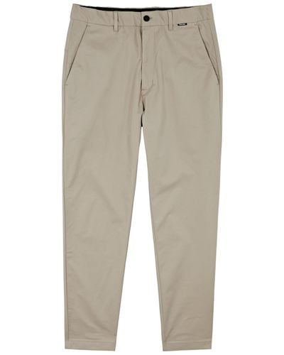 Calvin Klein Tapered Stretch-twill Pants - Natural