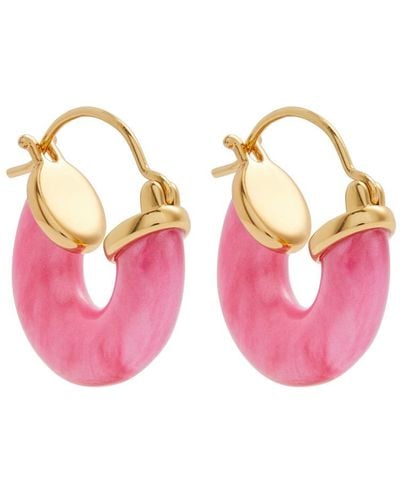 Anni Lu Petit Swell 18kt Gold-plated Hoop Earrings - Pink