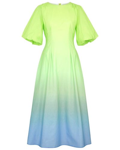Olivia Rubin Lorena Ombré Cotton Midi Dress - Green