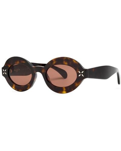 Alaïa Petal Oval-Frame Sunglasses - Brown