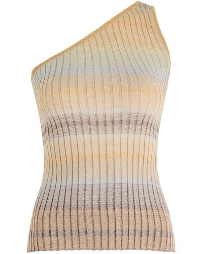 Missoni Striped One-Shoulder Ribbed-Knit Top - Natural