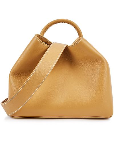 Elleme Raisin Camel Leather Top Handle Bag - Brown