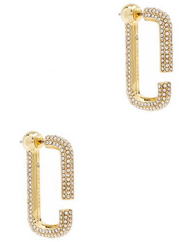 Marc Jacobs Logo Crystal-embellished Hoop Earrings - White