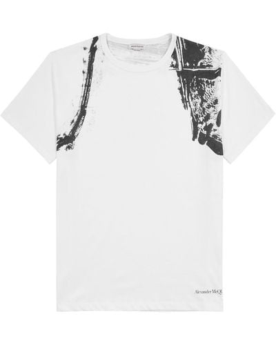 Alexander McQueen Harness Printed Cotton T-Shirt - White