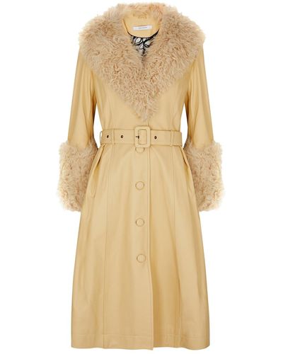 Saks Potts Foxy Shearling-Trimmed Leather Coat - Natural