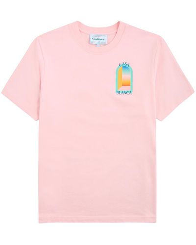 Casablancabrand L'Arc Colore Printed Cotton T-Shirt - Pink