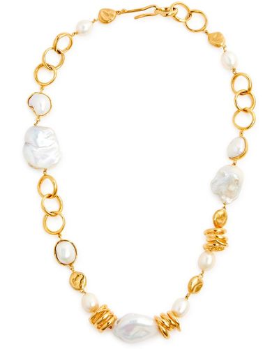 Joanna Laura Constantine Pearl 18kt -plated Chain Necklace - Metallic