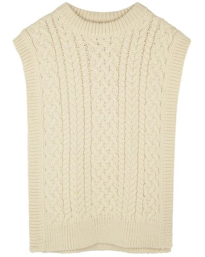 Mr. Mittens Cable-Knit Wool Vest - Natural