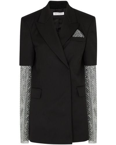 Mach & Mach Crystal-embellished Wool Mini Blazer Dress - Black