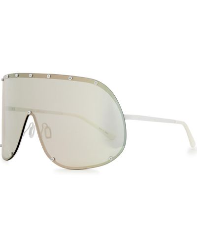 Rick Owens Mirrored Shield Sunglasses, Sunglasses, Stainless Steel - White
