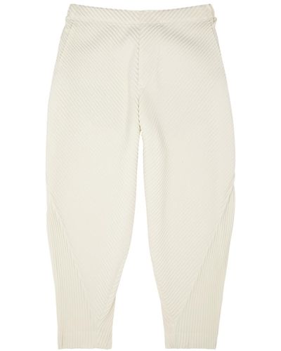 Issey Miyake Homme Plissé Calla Lily Pleated Tapered Trousers - White