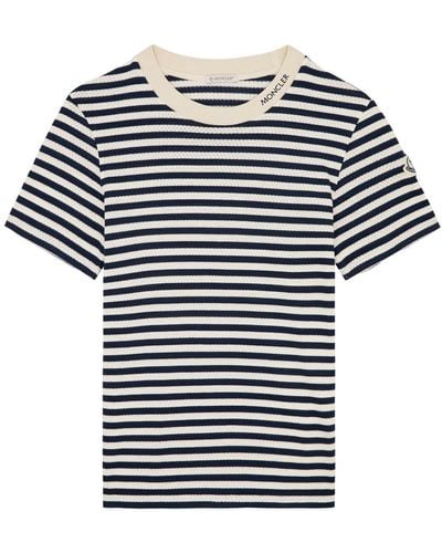 Moncler Striped Pointelle-Knit Cotton T-Shirt - Black
