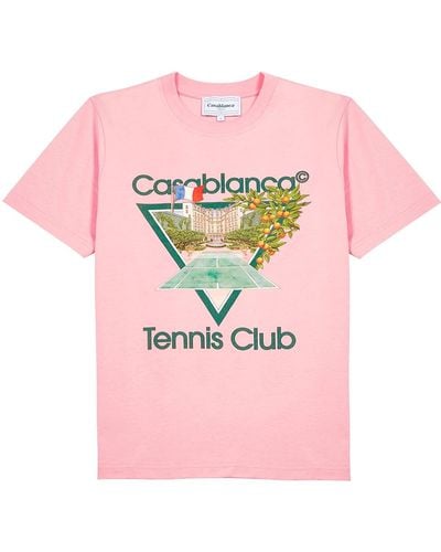 Casablancabrand Tennis Club Icon Pink Cotton T-shirt