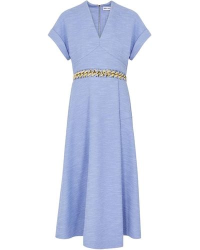 Rebecca Vallance Carine Bouclé Woven Midi Dress - Blue