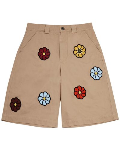 Moncler Genius 1 Moncler Jw Anderson Floral Cotton Shorts - Natural