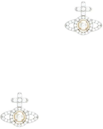 Vivienne Westwood Olympia Embellished Orb Stud Earrings - White