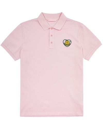 Moncler Heart Logo Piqué Cotton Polo Shirt - Pink