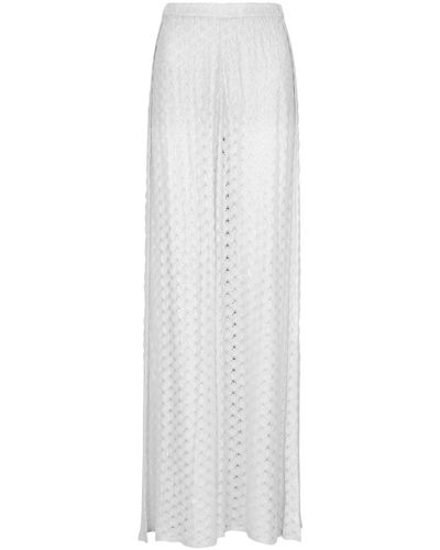 Missoni Metallic Wide-Leg Fine-Knit Trousers - White