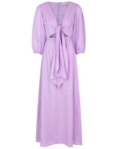 Faithfull The Brand La Mia Cut-out Linen Maxi Dress - Purple