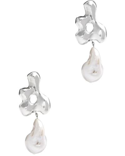 AGMES Baroque Bodmer Sterling Drop Earrings - White
