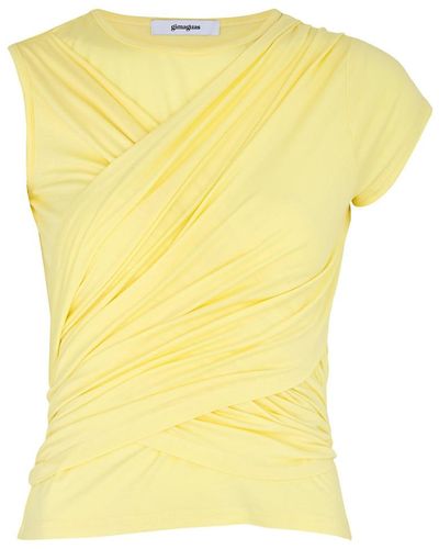 GIMAGUAS Zoe Wrap-effect Stretch-jersey Top - Yellow