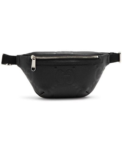 Gucci Jumbo Gg Monogrammed Leather Belt Bag - Black