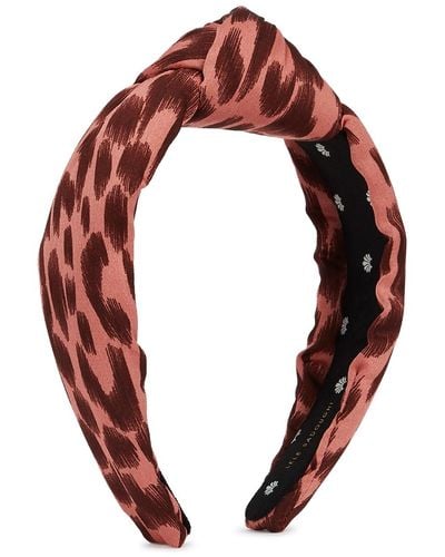Lele Sadoughi Leopard-Print Silk Headband - Red