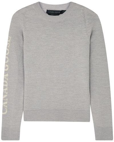 Canada Goose Saturna Logo-Intarsia Wool Sweater - Gray