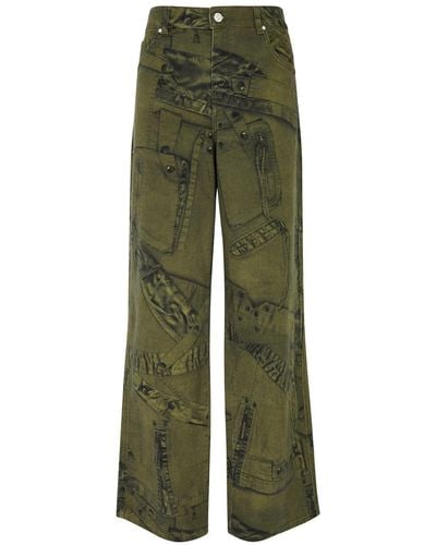 Blumarine Printed Wide-leg Jeans - Green
