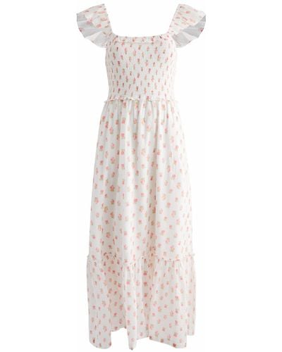 LoveShackFancy Guinevere Floral-Print Cotton Maxi Dress - White