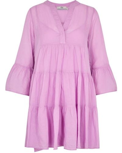 Devotion Lavrentia Tiered Cotton Mini Dress - Pink