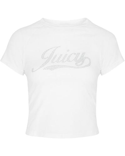 Juicy Couture Retro Logo-Embellished Cotton T-Shirt - White