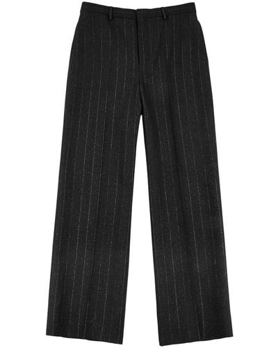 Saint Laurent Pinstriped Wool-blend Trousers - Grey