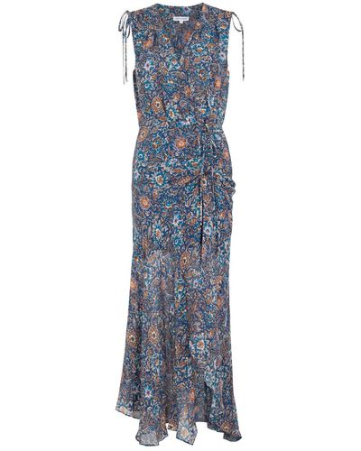 Veronica Beard Dovima Floral-print Silk Maxi Dress - Blue