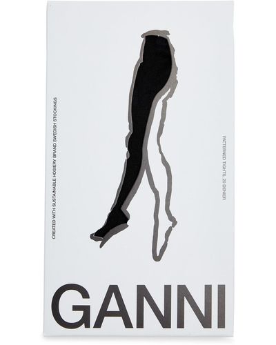 Ganni Butterfly Logo-jacquard 20 Denier Tights - White