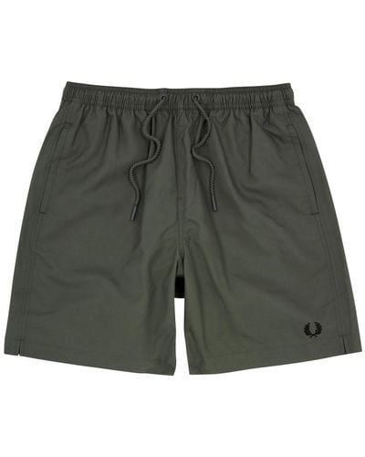 Fred Perry Logo-embroidered Shell Swim Shorts - Green