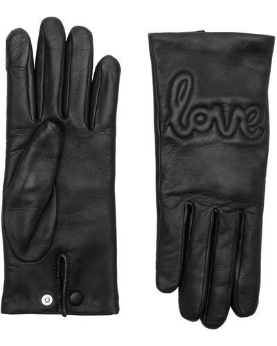 Agnelle Moor Love Leather Gloves - Black