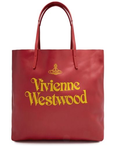 Vivienne Westwood Studio Logo-Print Leather Tote - Red